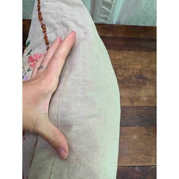 Embroidered Throw Pillow Floral Bouquet Motif 20 x 17" Home Décor Art & Crafts - Picture 8 of 13